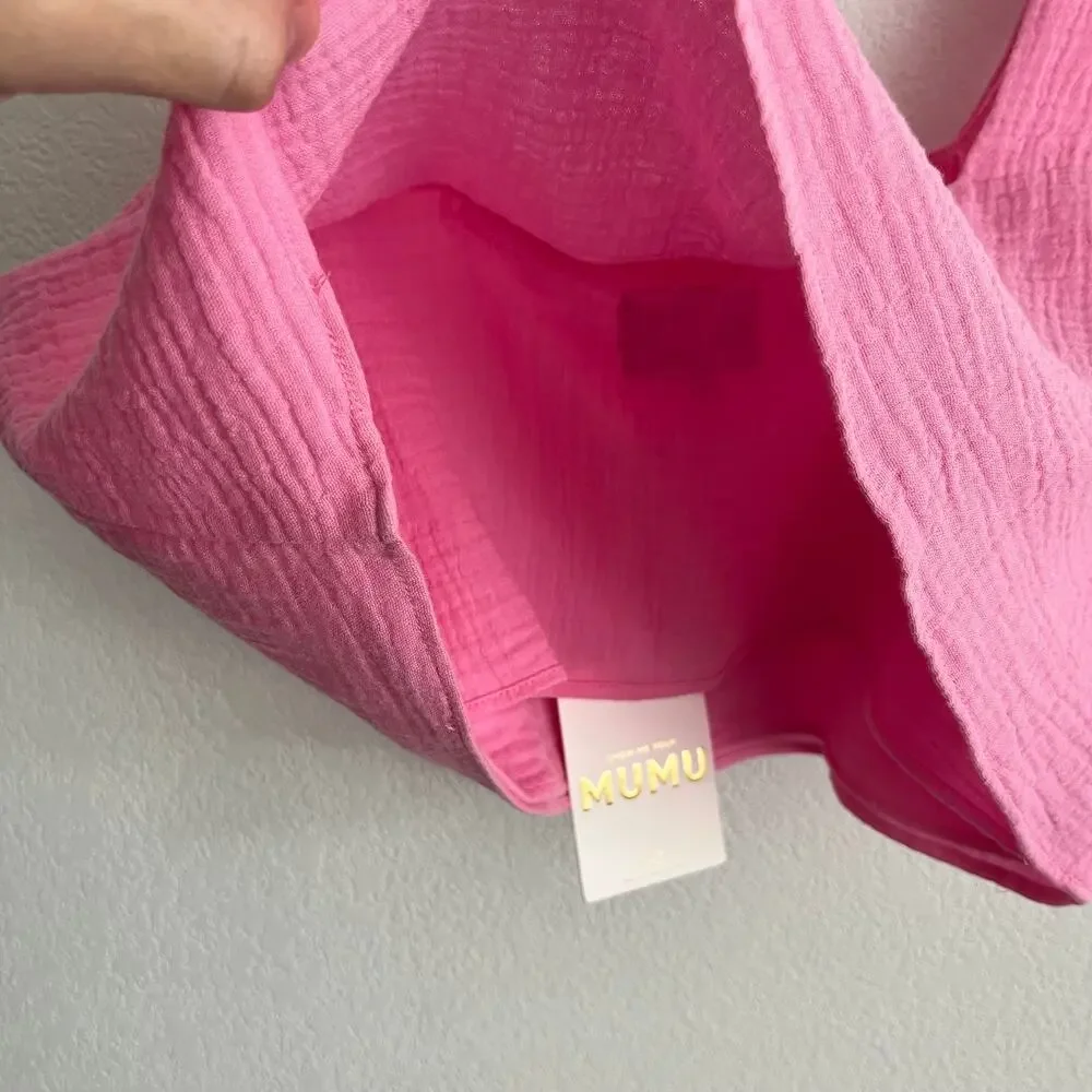 Show Me Your MuMu Pink Linen Tara Crop Top NWT - Picture 5 of 5